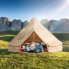Canvas Bell Tent, 4 Seasons 7 m/22.97 ft Yurt Tent, Canvas Tent for Camping with Stove Jack, Breathable Tent Holds up to 12 People Canvas Bell Tent, 4 Seasons 7 m/22.97 ft Yurt Tent, Canvas Tent for Camping with Stove Jack, Breathable Tent Holds up to 12 People